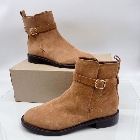 Sam Edelman Nolynn Women's Ankle Boots Booties Saddle Brown Suede Side Zip US 8 - Picture 1 of 13